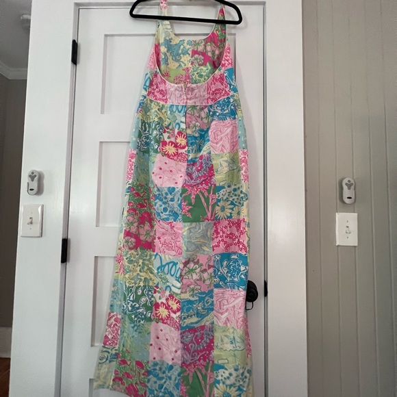 Lilly Pulitzer full length Halter hostess gown dress millennium patchwork RARE - Picture 2 of 14